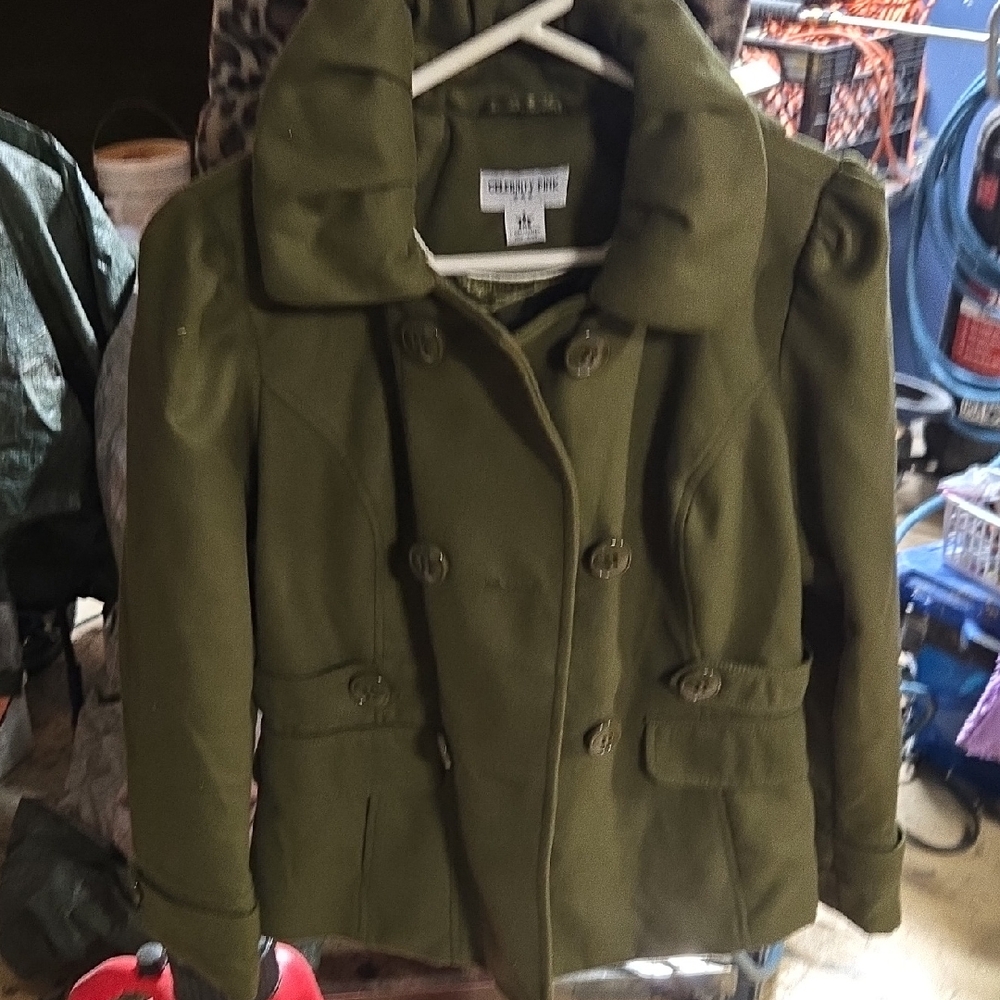 NWOT celebrity Pink Green Double-Breasted Peacoat Med